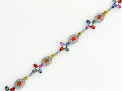 GLITZY ROCKS 18K GOLD/ STERLING SILVER MULTI-STONE BRACELET GLITZY ROCKS 18K GOLD/ STERLING SILVER MULTI-STONE BRACELET