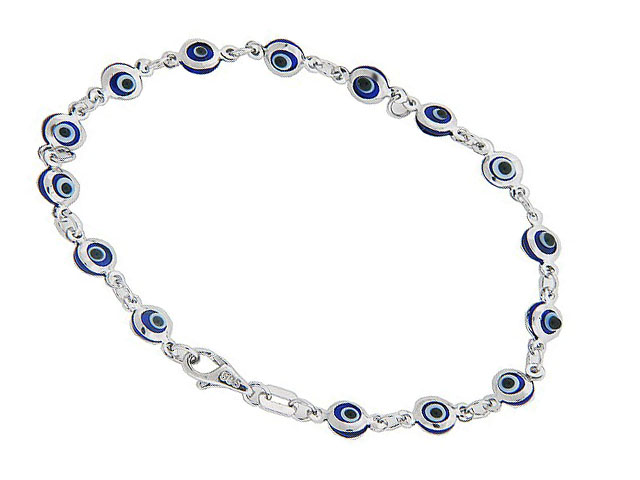 14k White Gold Evil Eye Baby Charm Bracelet 14k White Gold Evil Eye Baby Charm Bracelet