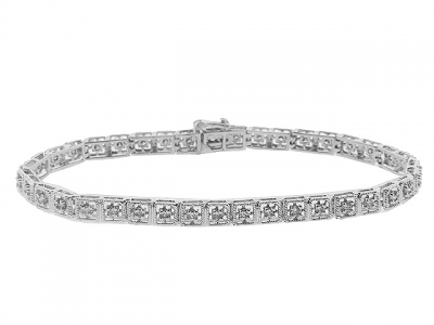 1.25ct Round Diamond 14k Gold Milgrain Tennis Bracelet