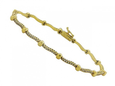 Pave Diamond 18k Yellow Gold Tennis Bracelet