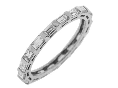 1.39 ct Emerald Cut Diamond Eternity 14k Gold Ring