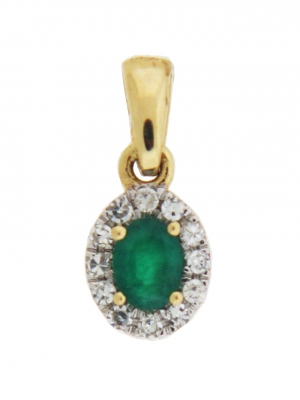 Diamond & Oval Emerald 18k Gold Children Pendant