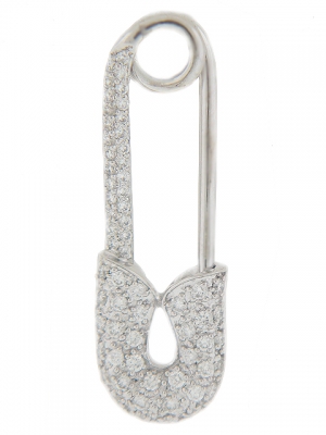 18k White Gold Pave Diamond Paper Clip Pendant