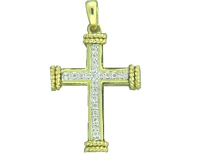 Diamond 18k Yellow Gold Milgrain Cross Pendant