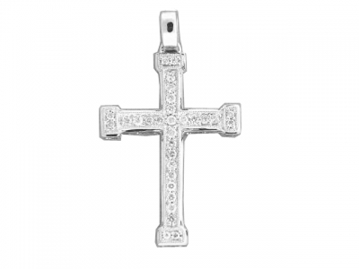 Diamond 18k White Gold Milgrain Cross Pendant