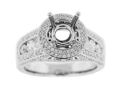 1.44 ct Pave & Channel Set Diamond 18k Gold Semi Mount Ring