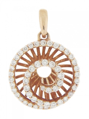 18k Pink Gold Diamond Spiral Circle Shape Pendant