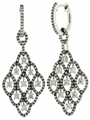 18k White & Black Gold 1.67ct Diamond Chandelier Convertible Dangle Hoop Earring