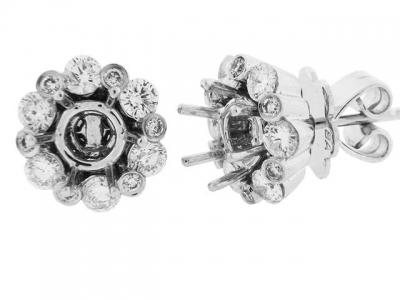 1.1 ct Bezel Set Diamond Jacket Semi Mount Gold Earrings