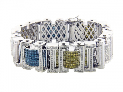 27.90 ct Princess Cut Diamond 14k Gold Men's Bracelet