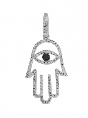 1/2ct Diamond Evil eye Hamsa 18k White Gold Pendant