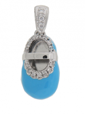Blue Enamel Diamond Baby Boy Shoe 18k Gold Charm