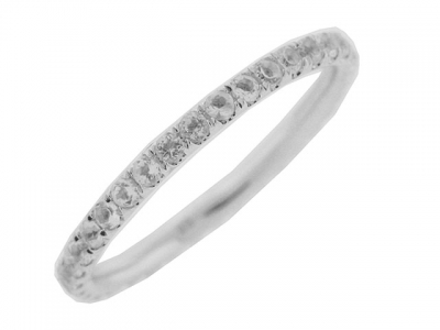Round White Topaz 18k Gold Eternity Band Ring