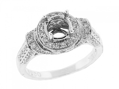 Vintage Semi Mount Diamond Engagement 18k Gold Ring