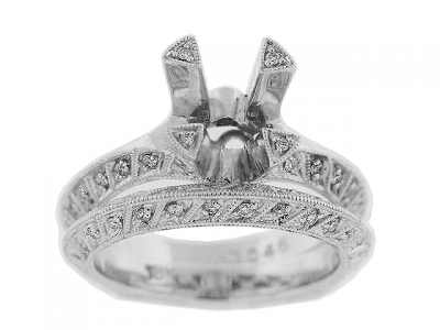 Vintage Diamond 18k Gold Bridal Set Wedding Rings