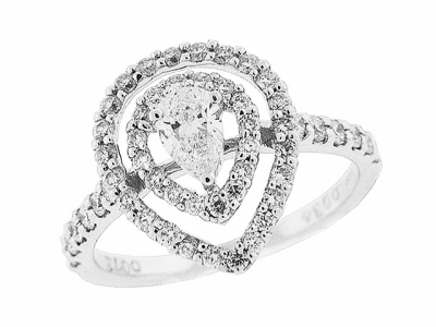 1.07 ct Pear Shape Diamond 18k White Gold Engagement Ring