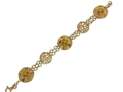 14k Yellow Gold Round Natural Citrine Bracelet