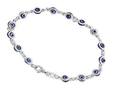 14k White Gold Evil Eye Baby Charm Bracelet