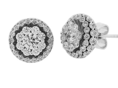 1.67 ct Diamond 18k White Gold Bezel Set Jacket Stud Earrings