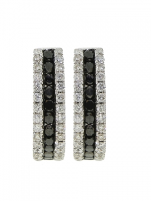 0.58ct White & Black Diamond Hoop Earrings