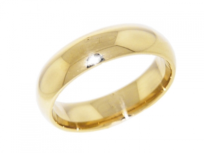 14k Yellow Gold Classic Plain Dome Wedding Band 6 mm