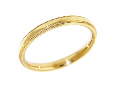 Classic 14k Yellow Gold Dome Milgrain Wedding Band 7 mm