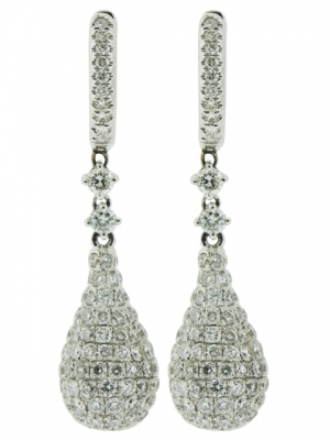 3.23ct Diamond Pear Shape Dangle Hoop Earring