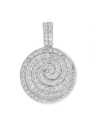 .66ct Micro Pave Diamond 18k White Gold Circle Pendant