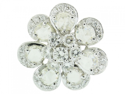 2.49ct Rose Cut Flower Shape Diamond Pendant