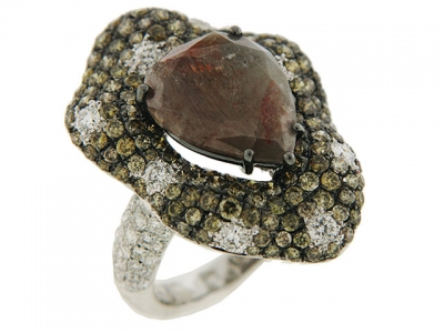 Celebrity Style Rough Pear Shape Diamond Cocktail Ring