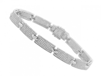 2.06CT Pave Diamond 18k White Gold Tennis Bracelet