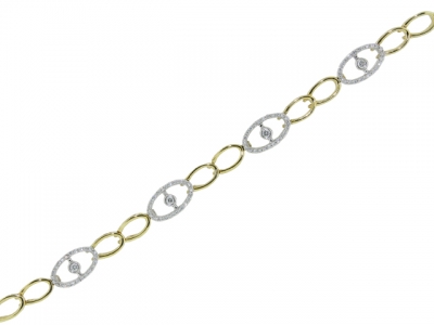 18k Yellow & White Gold Pave Diamond Evil Eye Bracelet