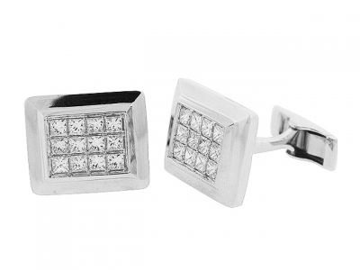 1.49 ct Princess Cut Diamond 18k Gold Square Cufflinks