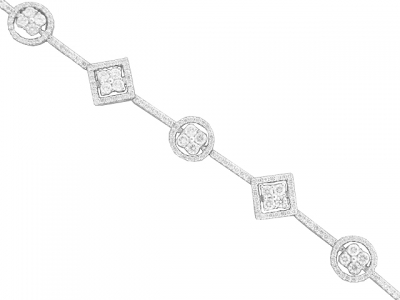 3.39 ct Square & Round Diamond Bracelet 18k White Gold