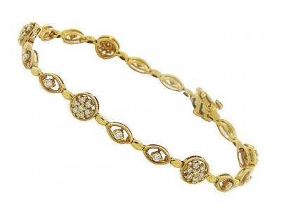 1.01 ct Diamond 18k Yellow Gold Milgrain Tennis Bracelet