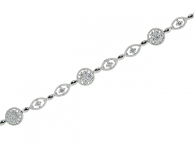 Multi Diamond Evil Eye & 18k White Gold Multi Circle Shape Bracelet