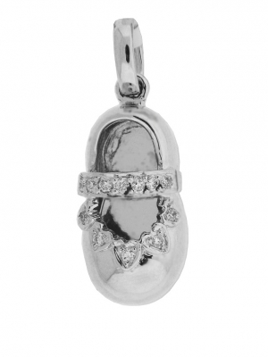Diamond 18k White Gold Baby Shoe Charm