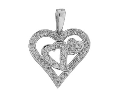 .48 ct Diamond 18k White Gold Triple Heart Pendant