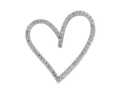 .48 ct Round Diamond 18k White Gold Open Heart Pendant