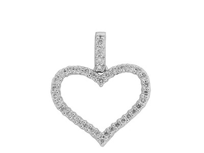 .39 ct Pave Diamond 18k White Gold Open Heart Pendant