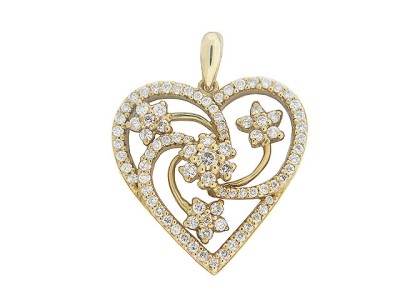 .79 ct Diamond 18k Yellow Gold Flower Heart Pendant