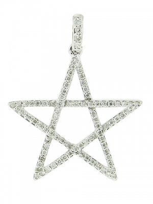 18k White Gold & 0.36ct Diamond Star of David Pendant