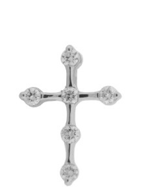 .21 ct Bezel Set Diamond 18k White Gold Cross Charm Pendant