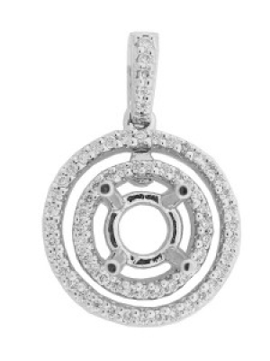 .33 ct Diamond Semi Mount 18k Gold Double Circle Pendant
