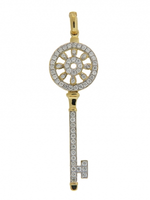 .45 ct Diamond 18k Two Tone Gold Fashion Key Pendant