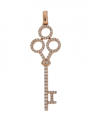 .33 ct Diamond 18k Rose Gold 3 Circle Key Pendant