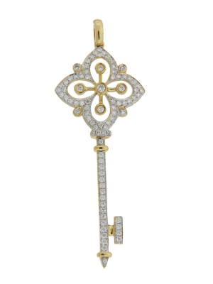 .67ct Diamond 18k Yellow Gold Key Pendant