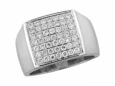 1 ct Round Diamond Pave Set 18k White Gold Men's Ring 14 mm