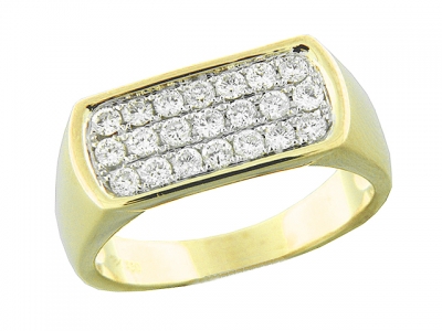 .78 ct Diamond Ring Men's Round Cut Pave Set 18k Yellow Gold