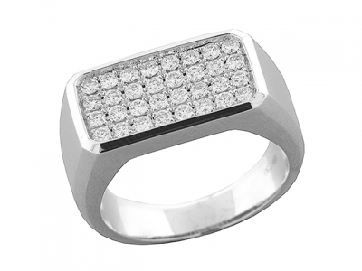 .92 ct Diamond Ring Men's Round Cut Pave Set 18k Gold